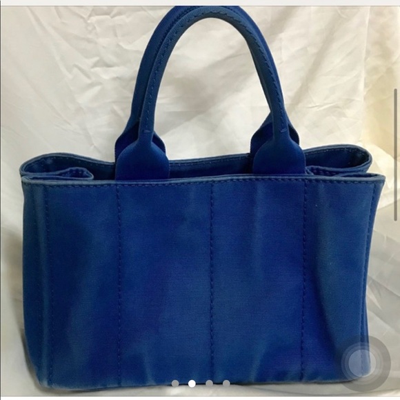 Prada Blue Canvas Tote Bag - Picture 4 of 15